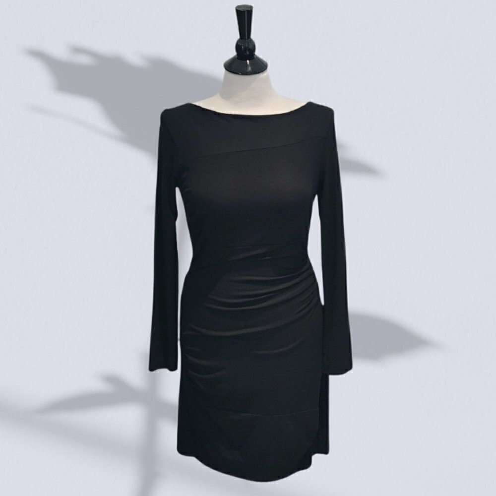 Diane von Furstenberg Joy Dress in Black Long Sleeve Fitted Sheath Size 8